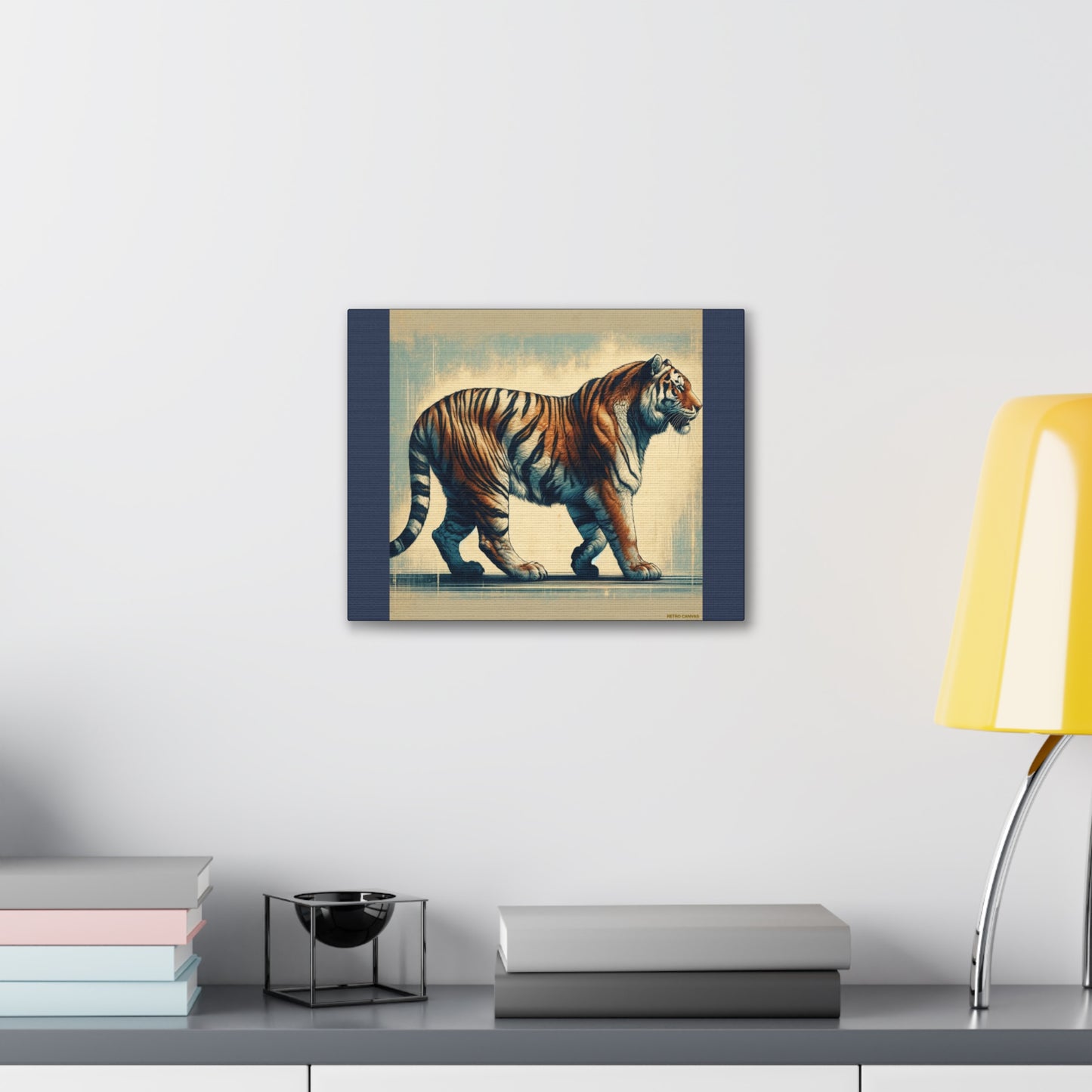 Tiger Safari Animal Wall Art - Blue Canvas