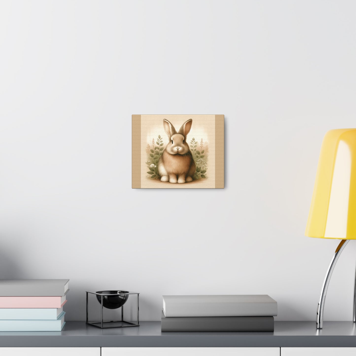 Vintage Rabbit Portrait -Tan Canvas Wrap