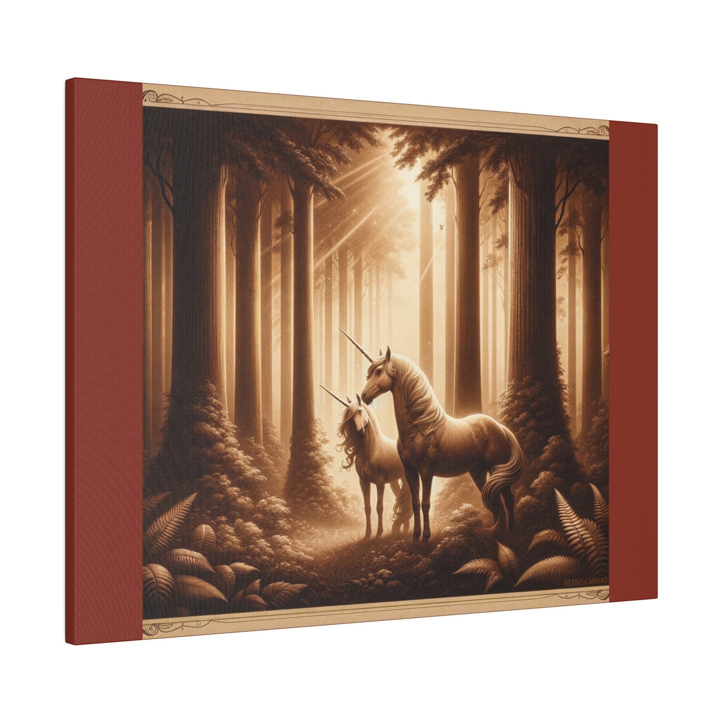 Unicorn Forest - Umber Matte Stretched Canvas