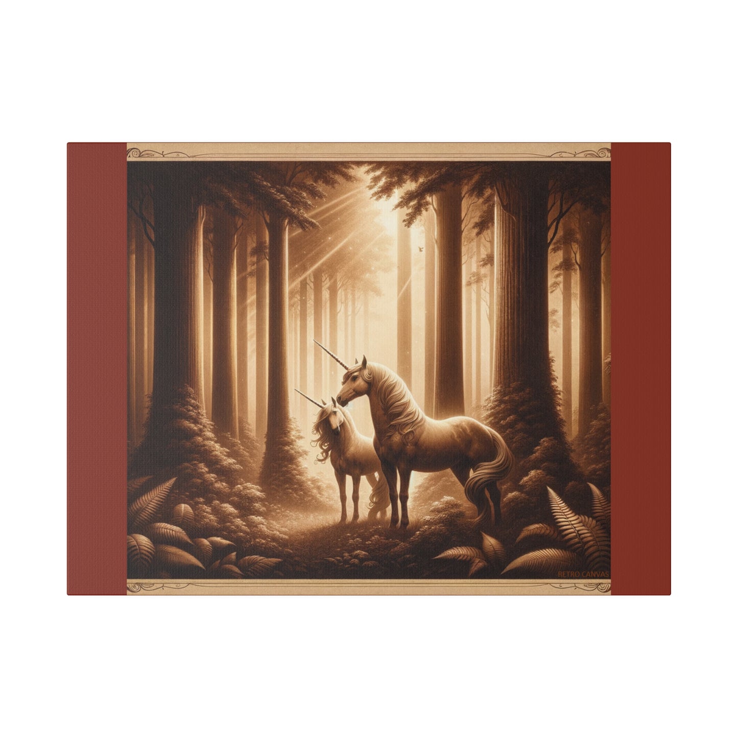 Unicorn Forest - Umber Matte Stretched Canvas