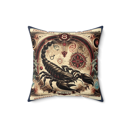 Vintage Styled Scorpio Zodiac -Vintage Blue Broadcloth Pillow