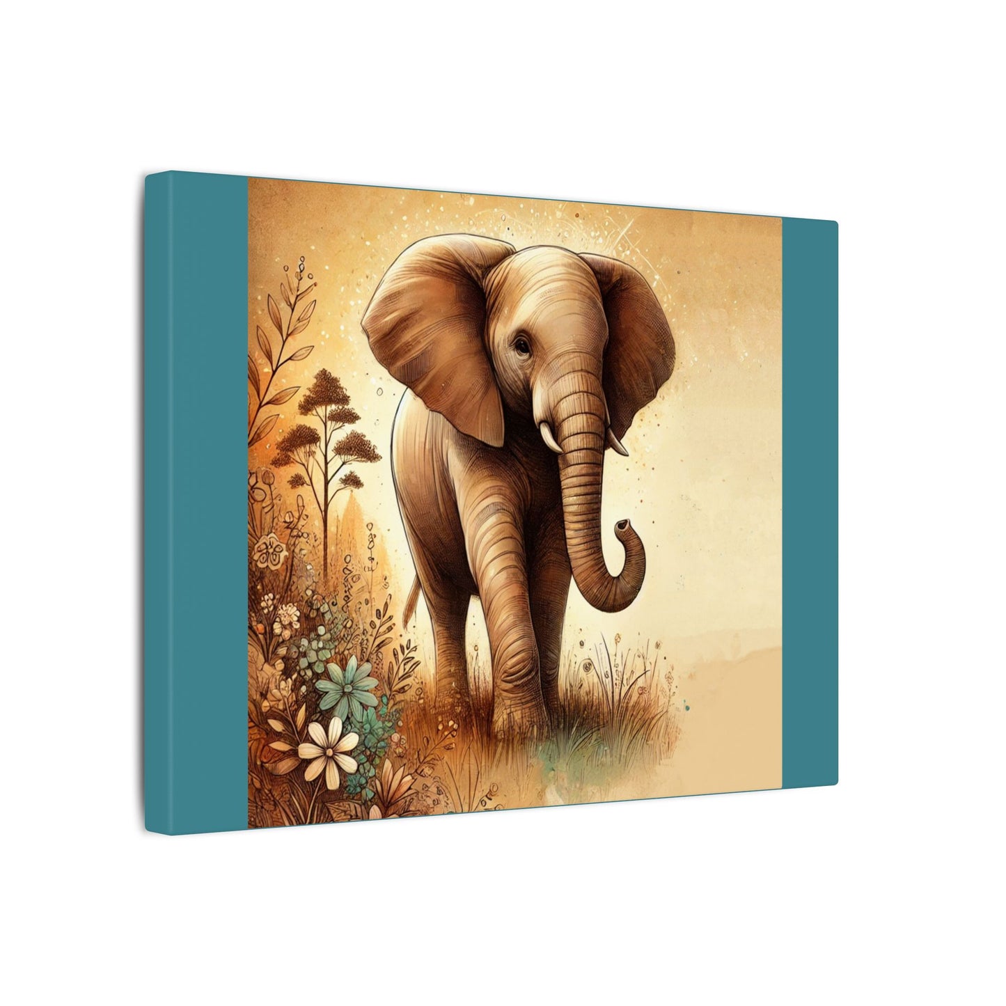 Elephant - Vintage Green Canvas