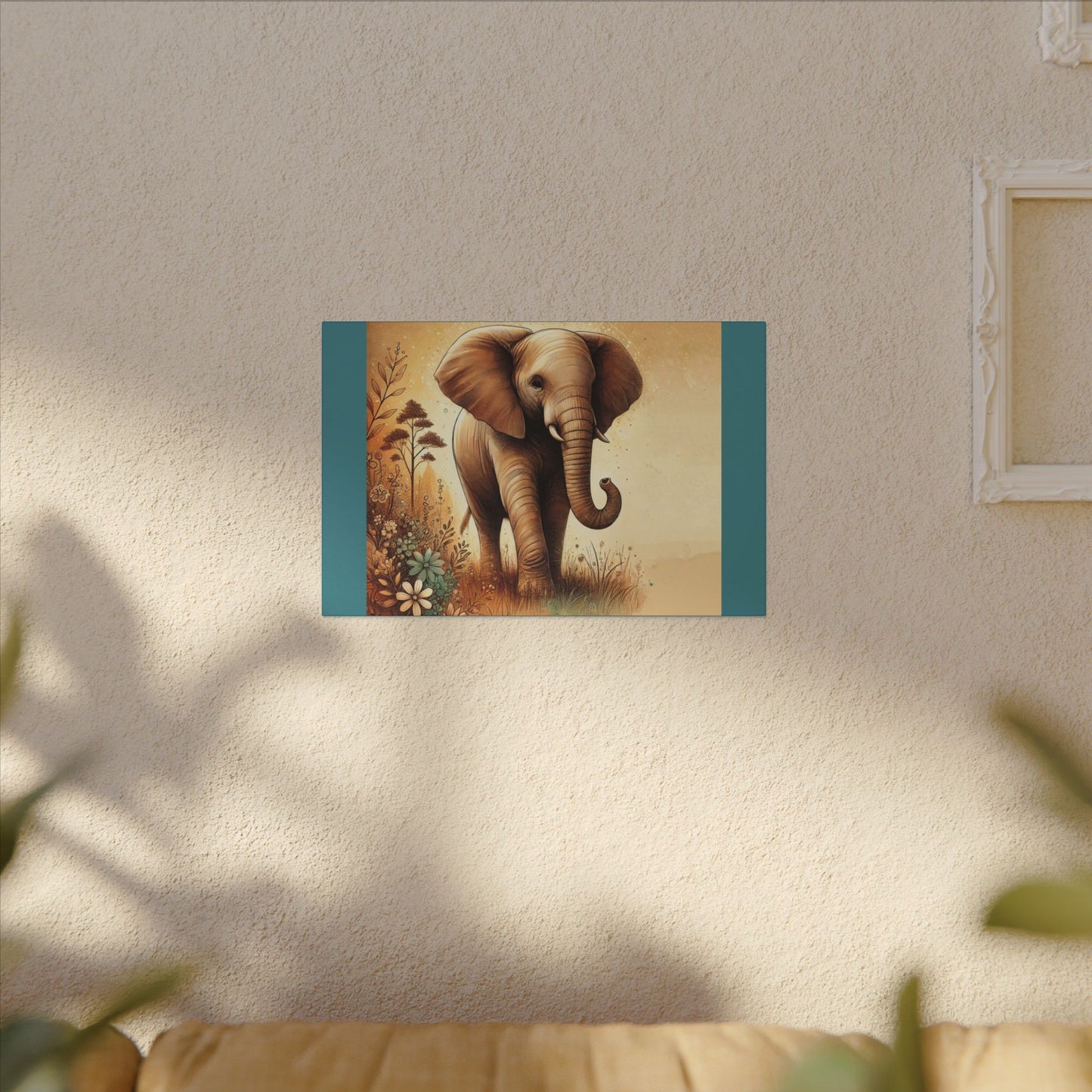 Elephant - Vintage Green Canvas