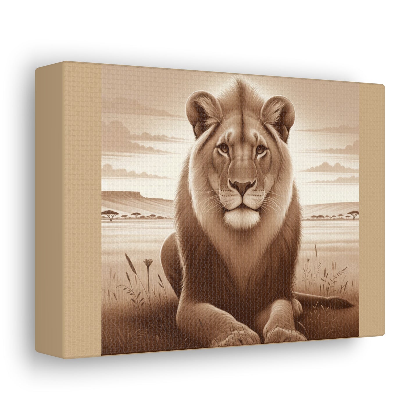 Vintage Majestic Lion - Tan Canvas Wrap