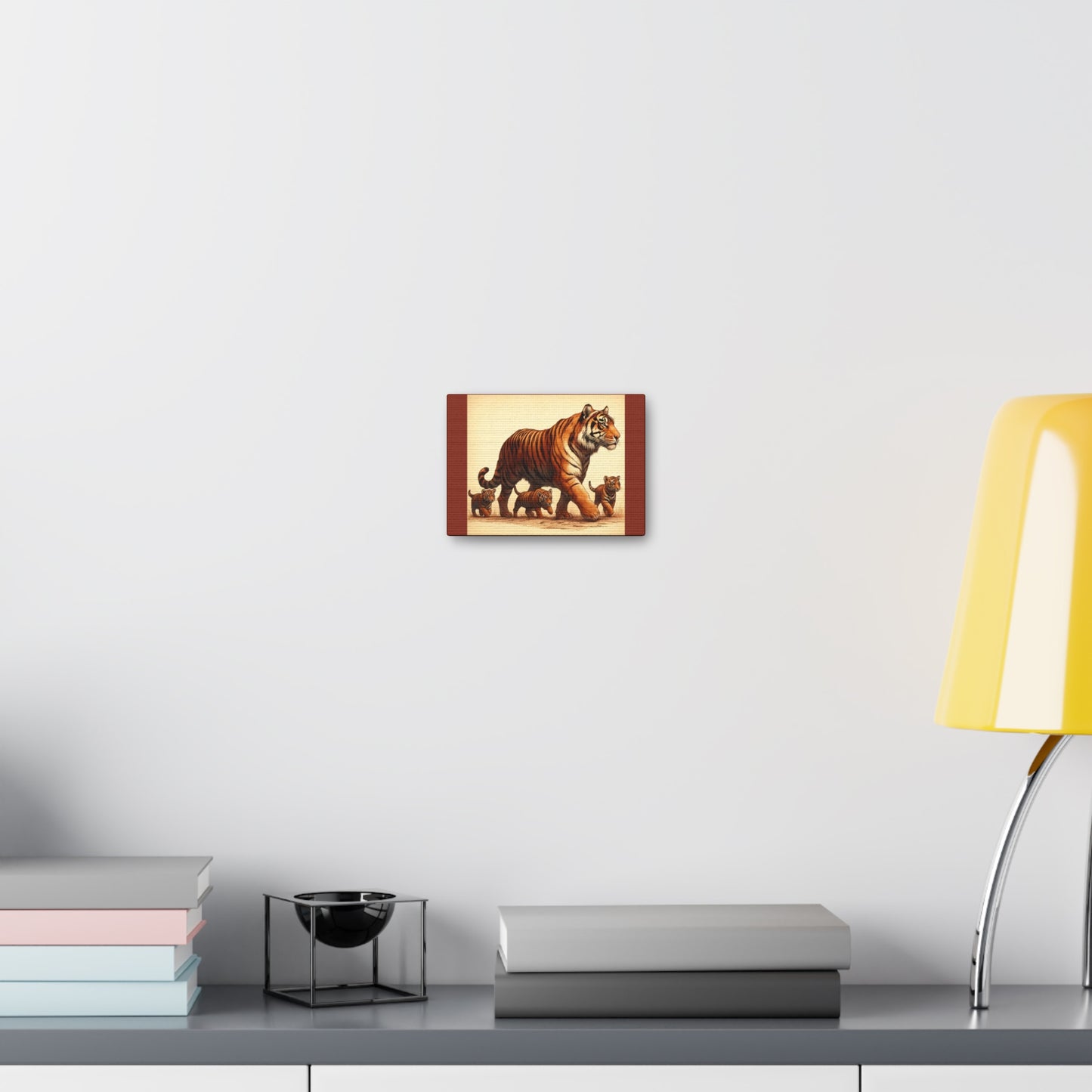 Tiger Family Animal Wall Art - Burnt Umber Canvas