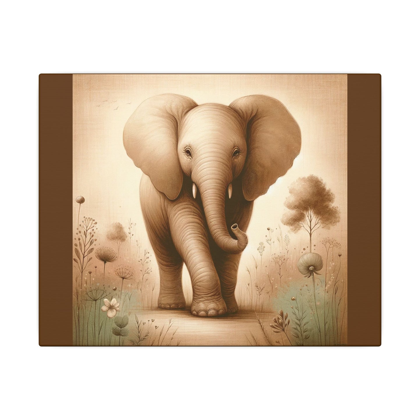 Éléphant majestueux vintage - Enveloppe en toile marron