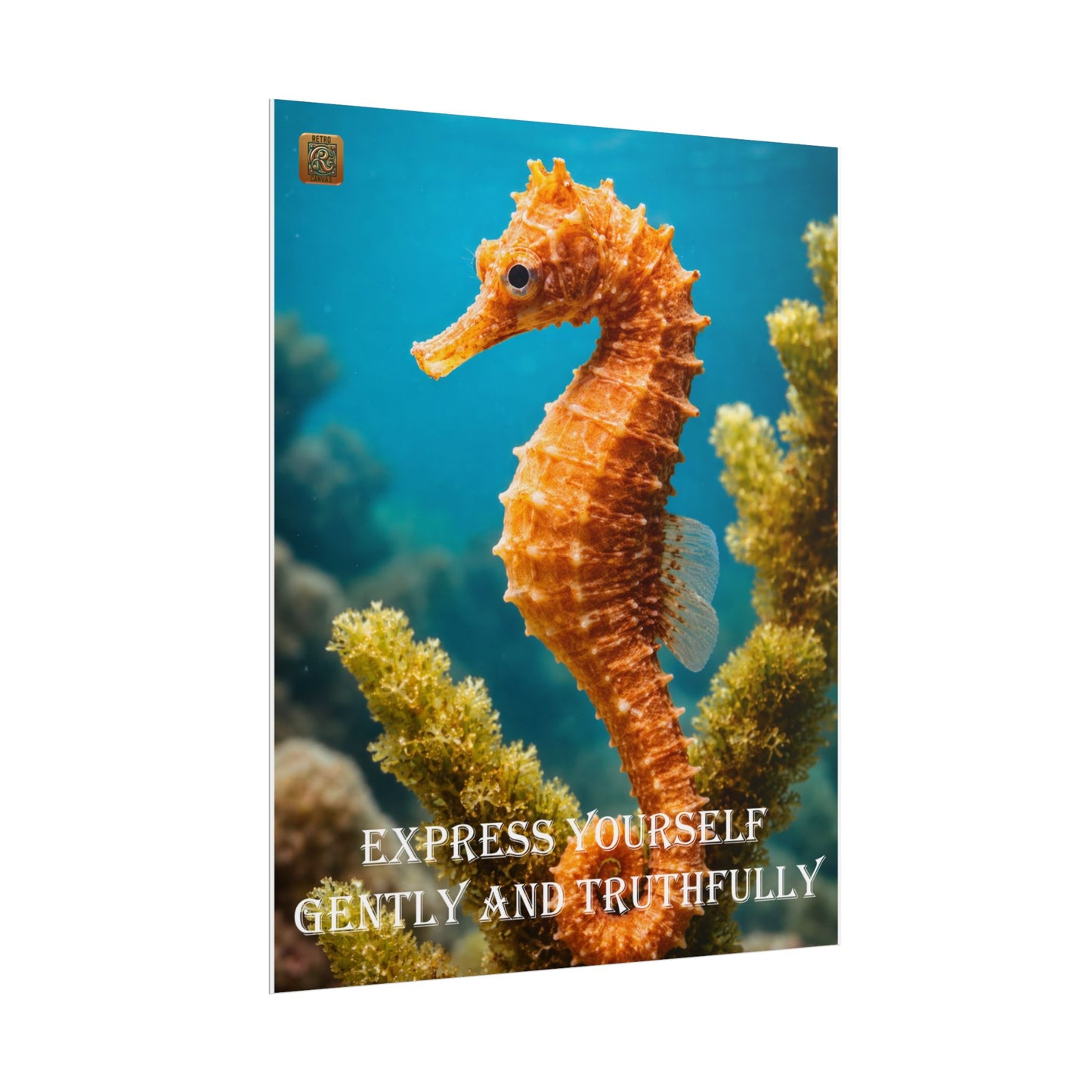Seahorse Inspirational Poster — "Express Yourself Gently and Truthfully" Rolled Art Print