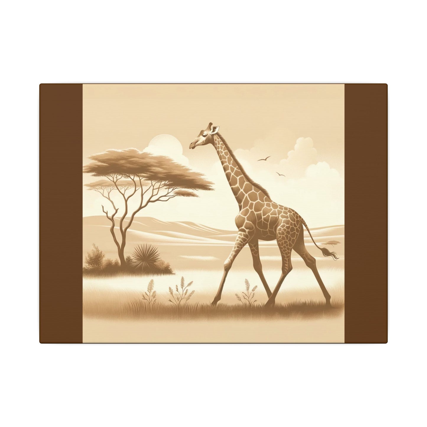 Girafe vintage - Toile marron