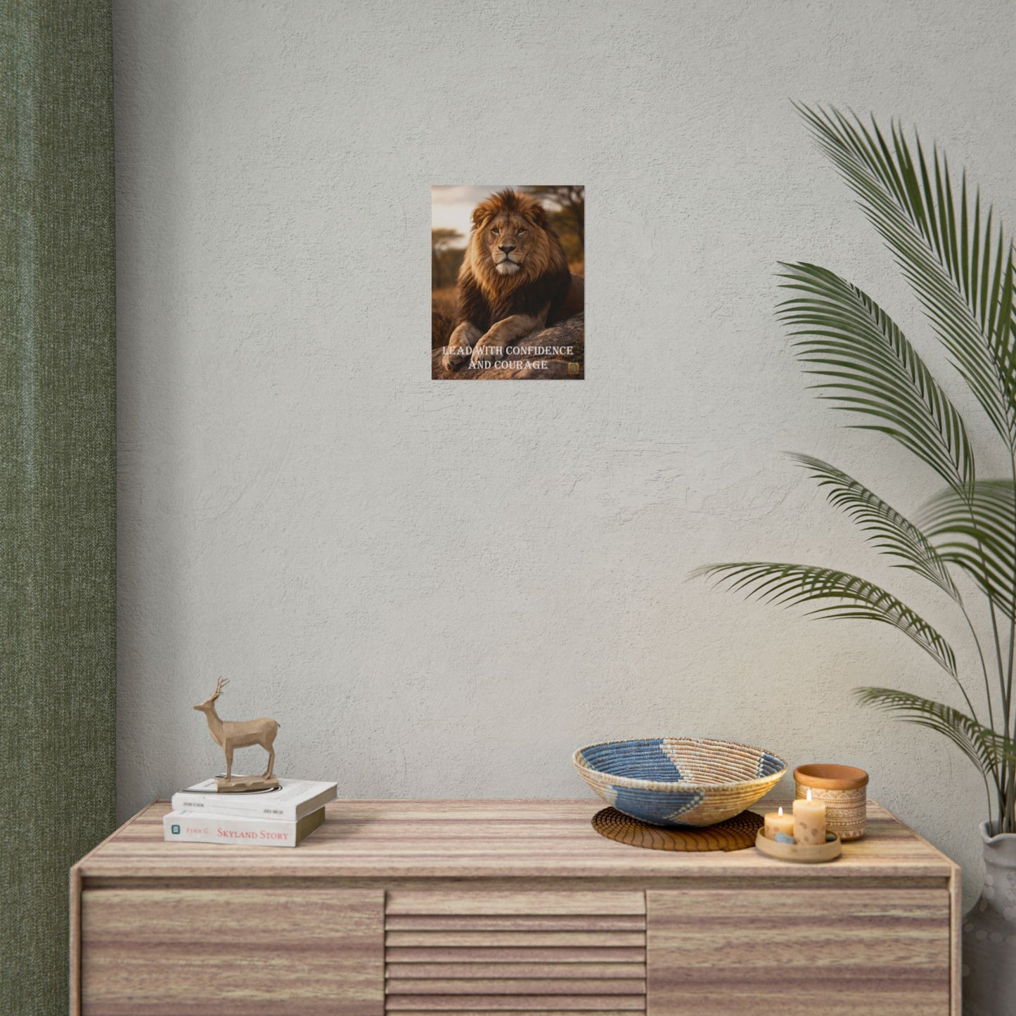 Lion 'Lead With Confidence and Courage' Motivational Poster Wall Art