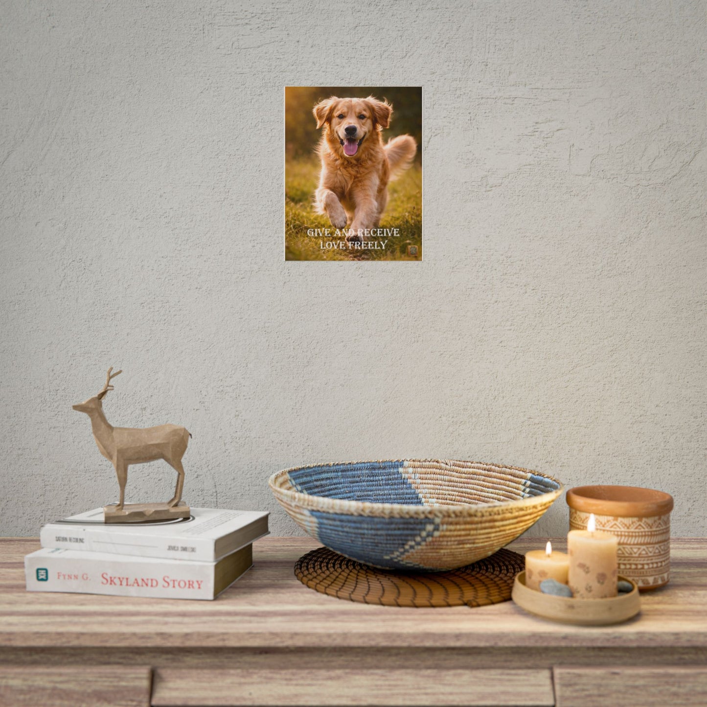 Golden Retriever -'Give and Receive Love Freely' Inspirational Wall Art