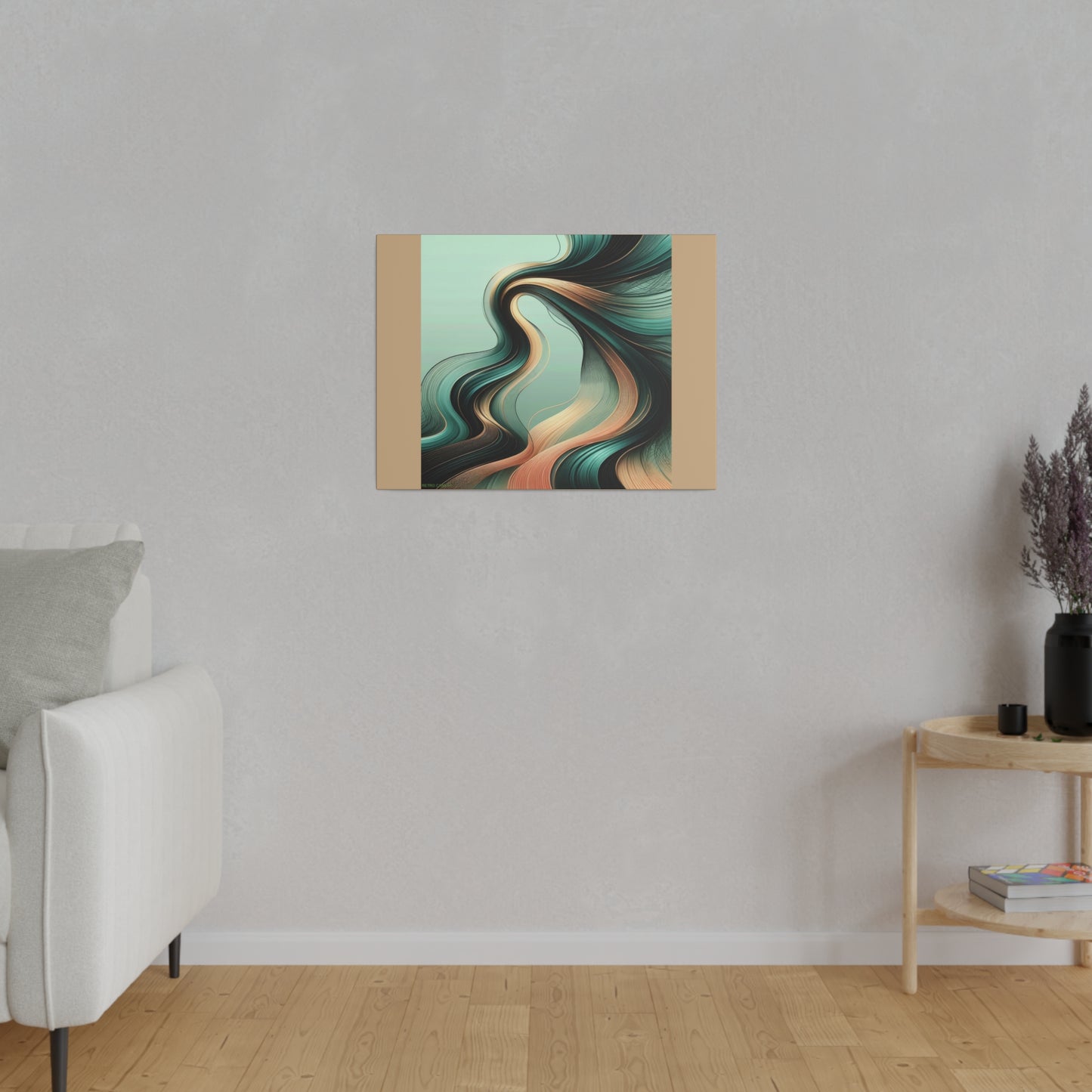 Dream Green Abstract Wall Art for Office Art Home Decor Retro Themed Art on Canvas Tan