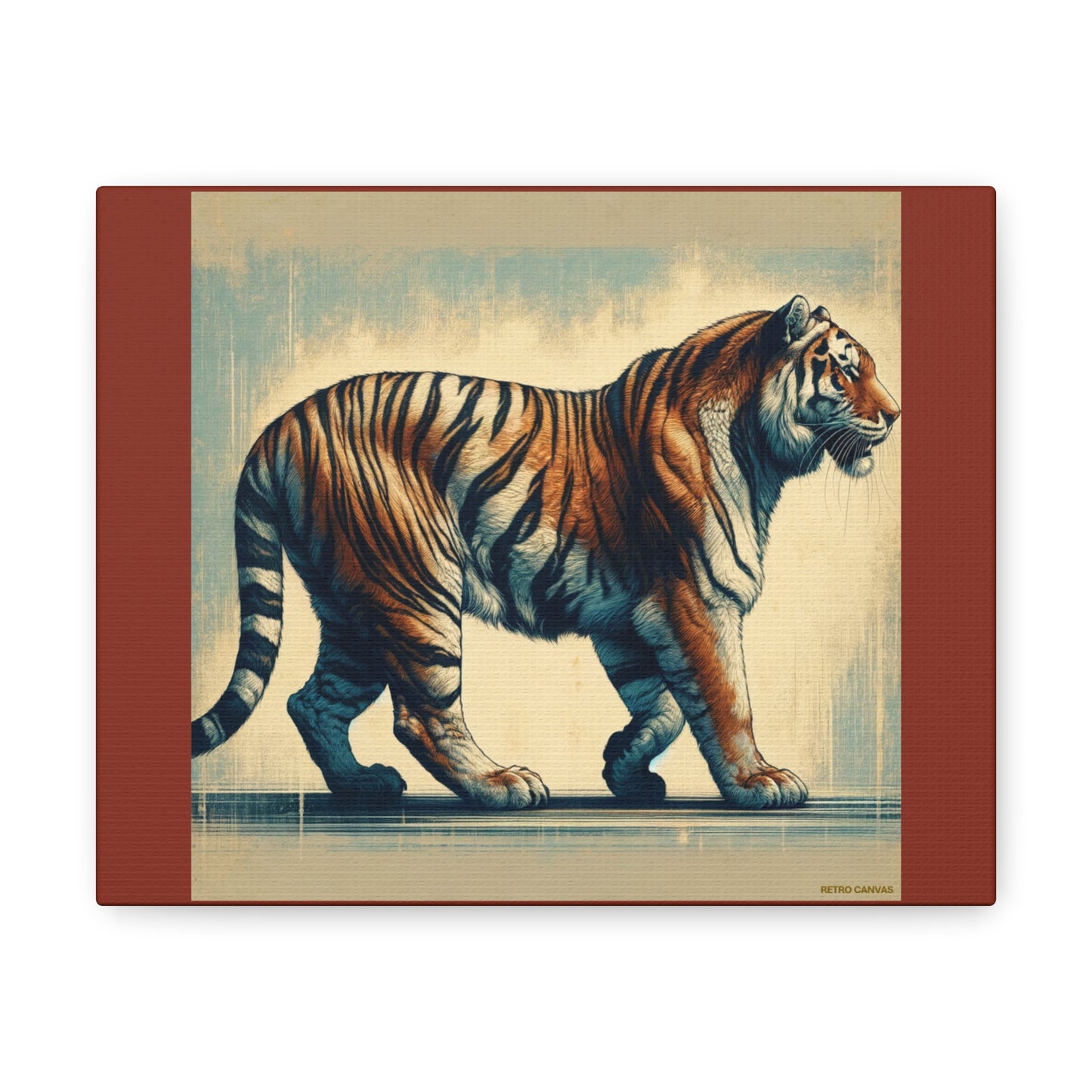 Tiger Safari Animal Wall Art - Burnt Umber Canvas