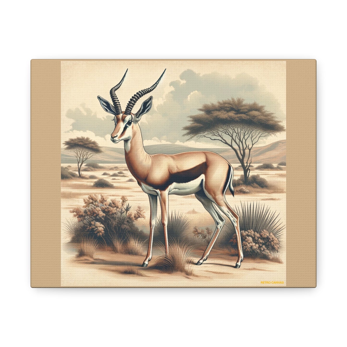 Gazelle Animal Wall Art - Tan Canvas