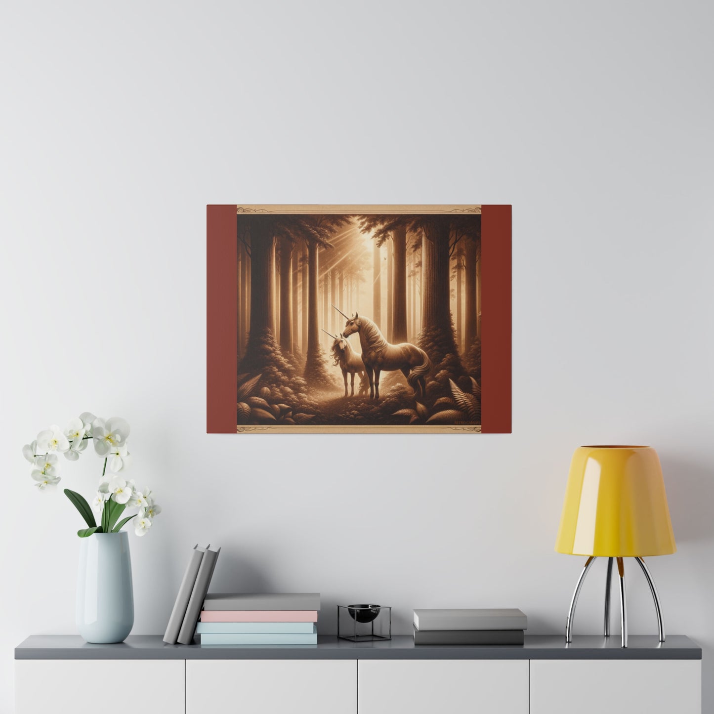 Unicorn Forest - Umber Matte Stretched Canvas