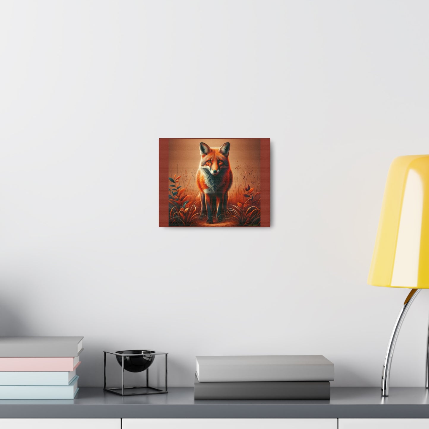 Fox Vibrant Animal Wall Art - Burnt Umber Canvas