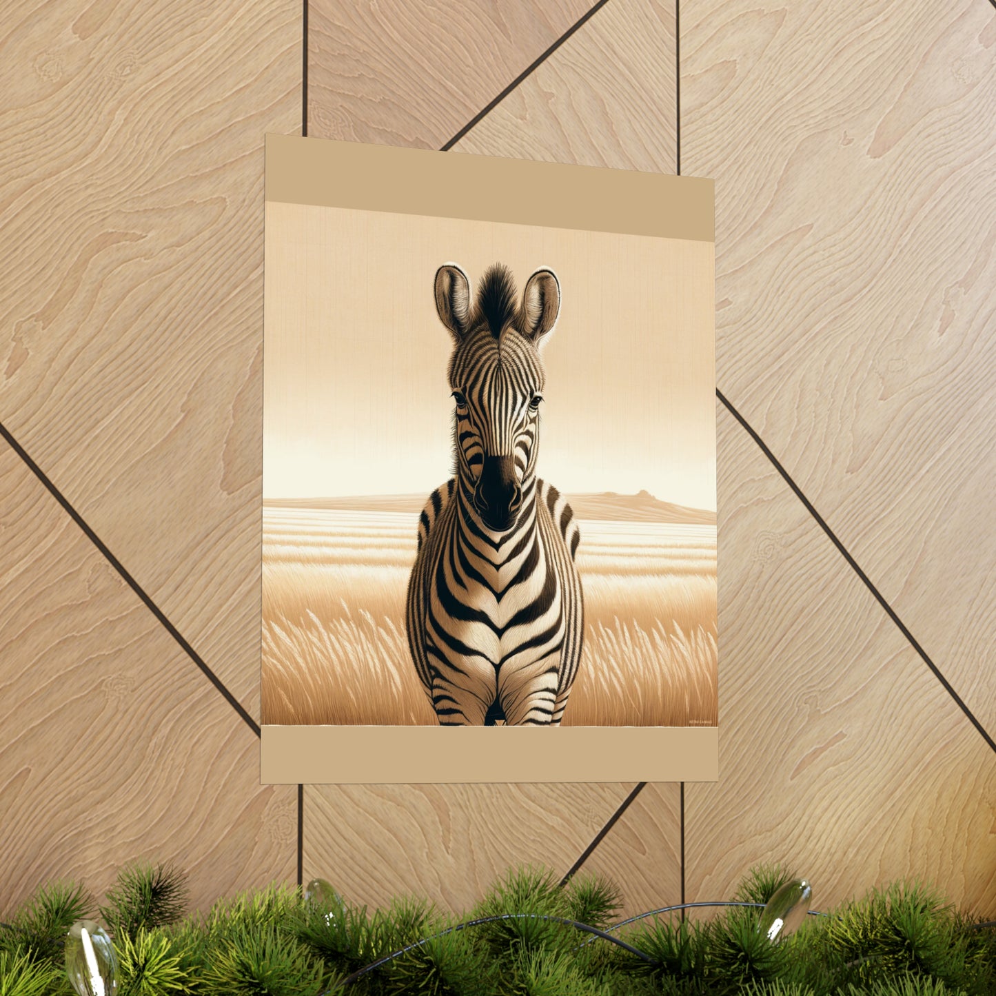 Affiche verticale mate vintage Zebra | Tan