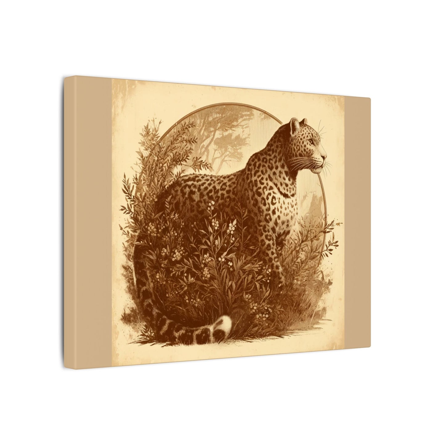 Leopard Animal Wall Art - Tan Canvas| Wildlife Animal Lovers