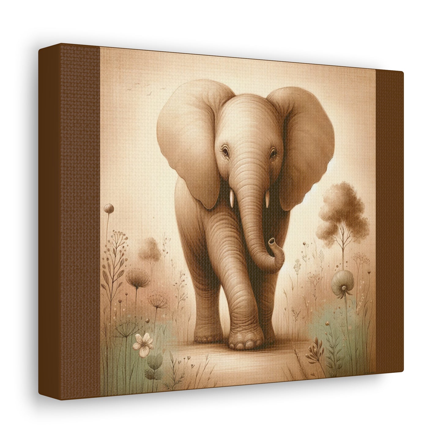 Vintage Majestic Elephant -Brown Canvas Wrap