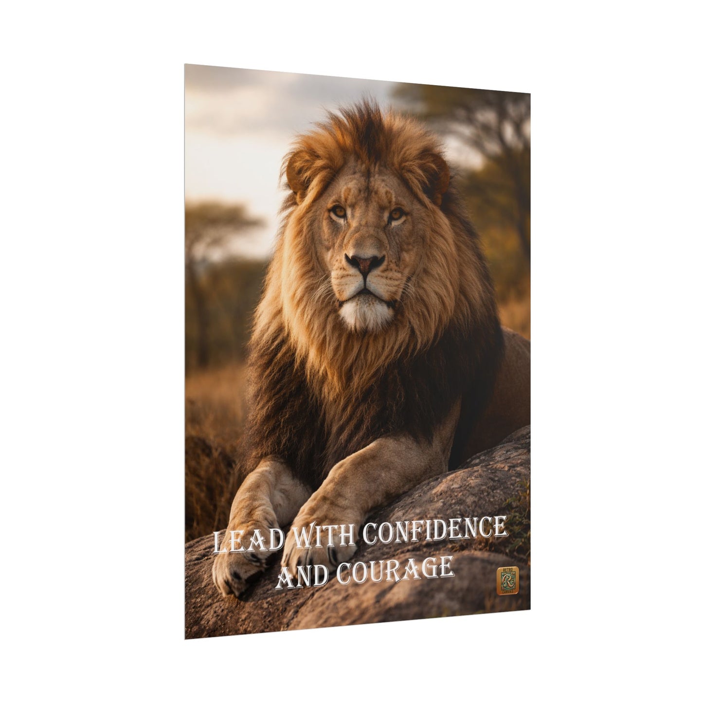 Lion 'Lead With Confidence and Courage' Motivational Poster Wall Art