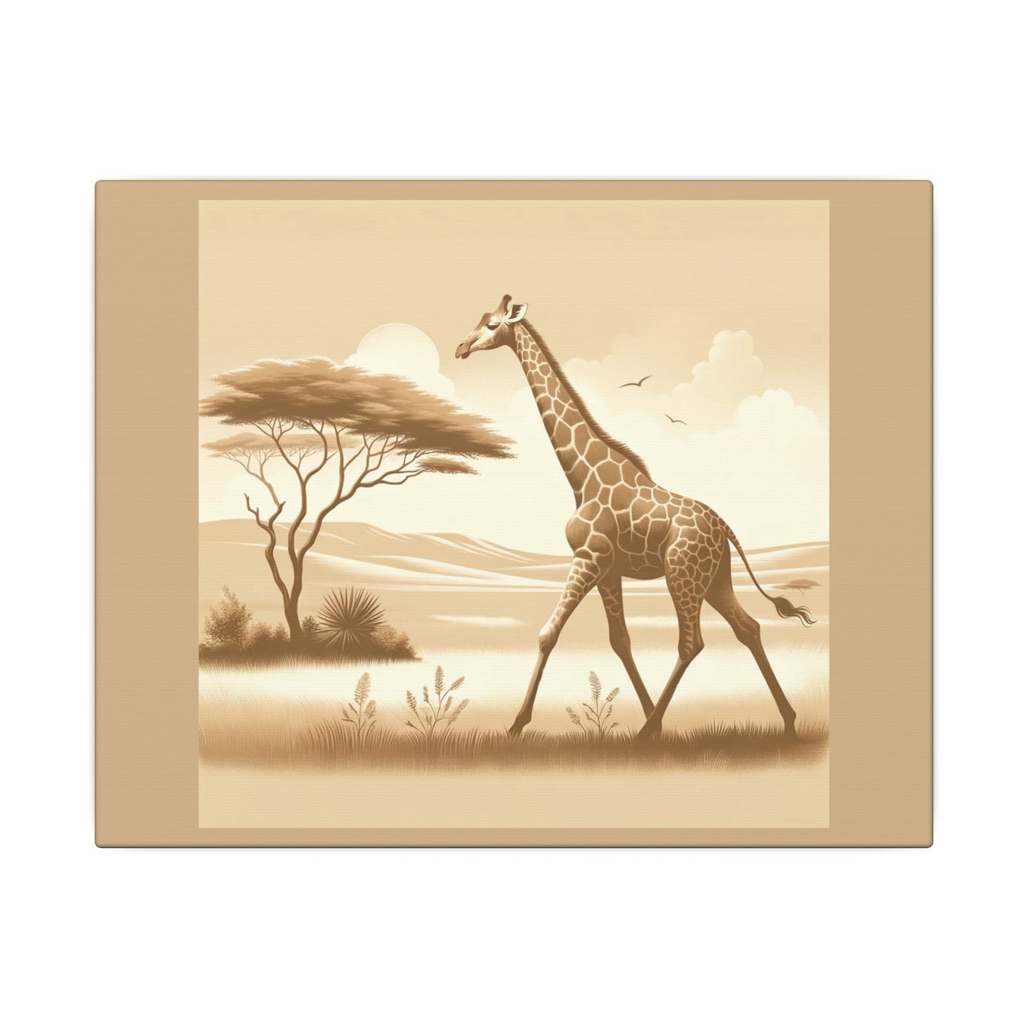 Girafe vintage - Toile de jute beige