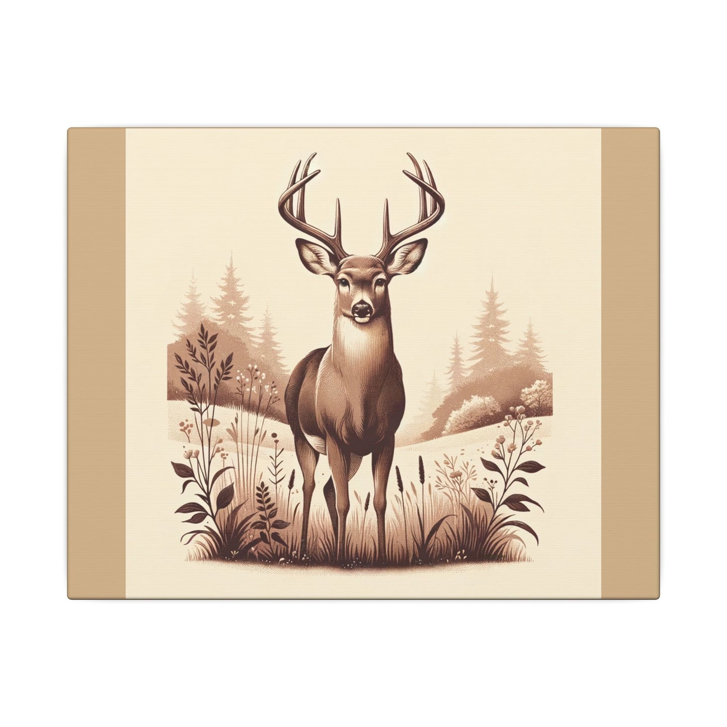 Cerf vintage - Toile enveloppante beige