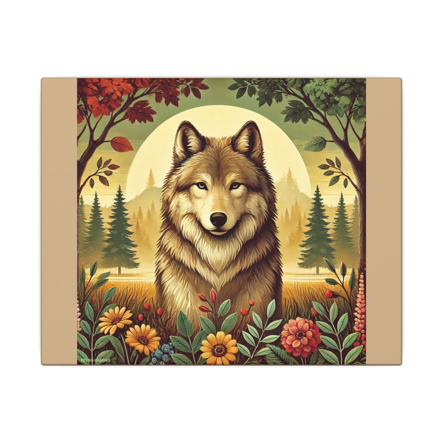 Wolf in the forest - Tan Canvas