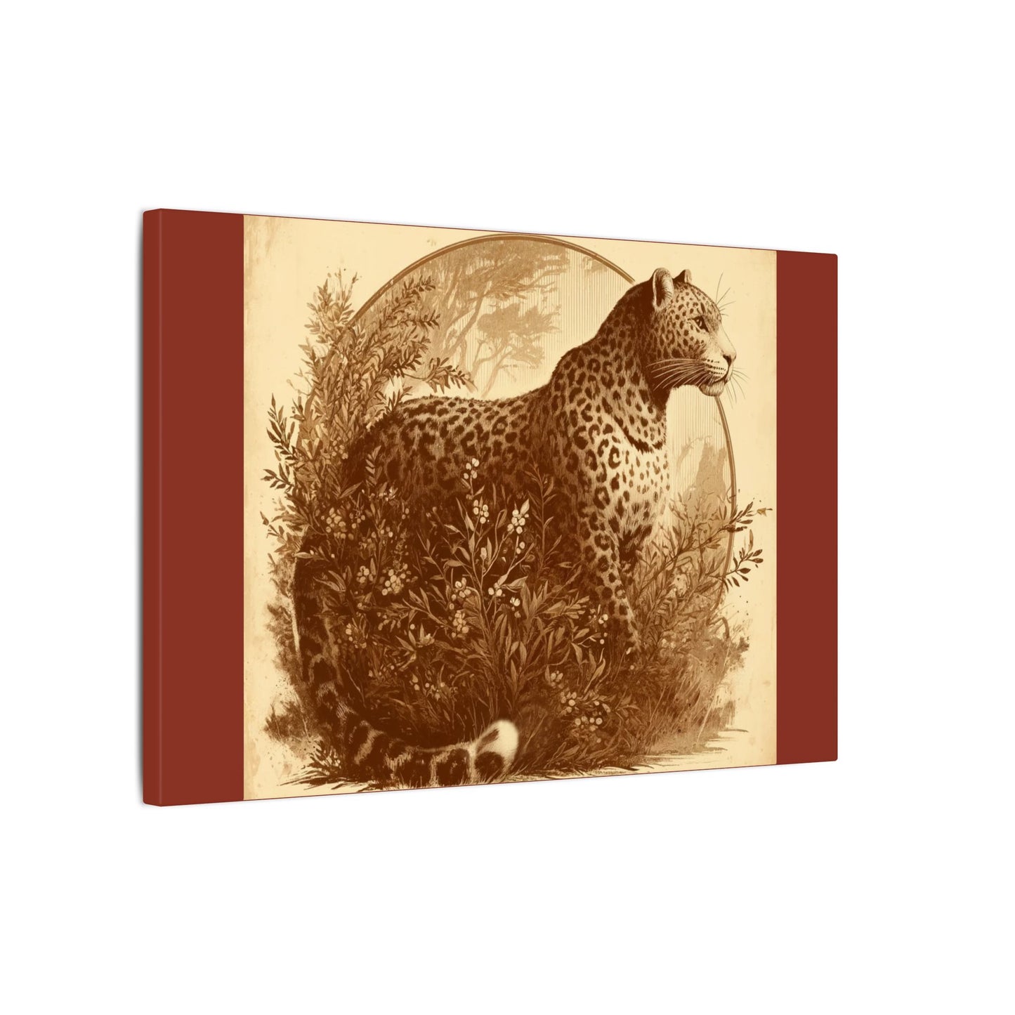 Leopard Animal Wall Art - Burnt Umber Canvas