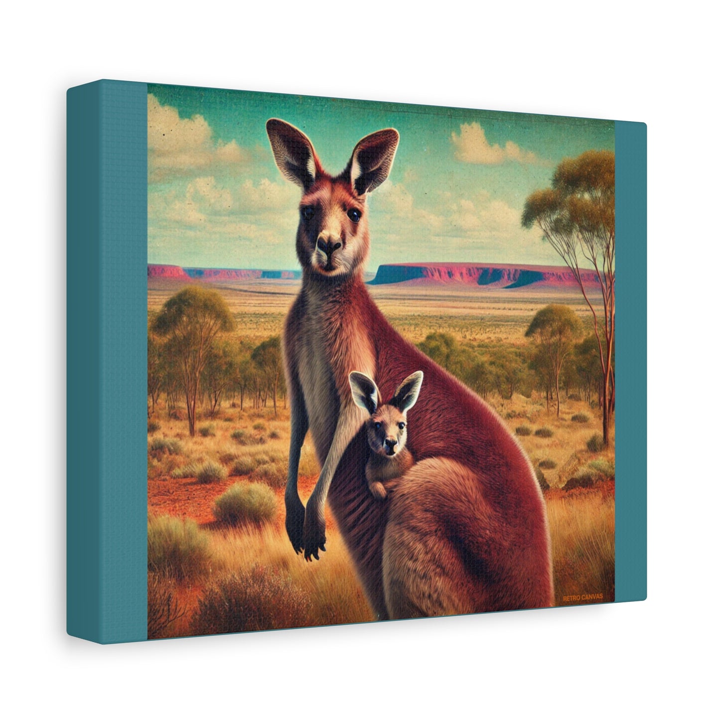 Kangaroo Family Canvas Print: Australian Outback Wall Art
