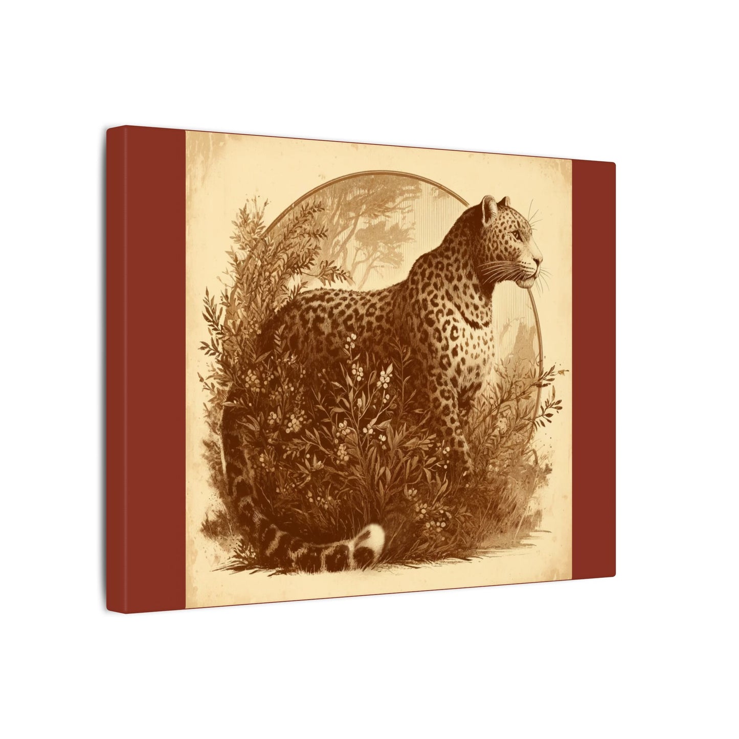 Leopard Animal Wall Art - Burnt Umber Canvas
