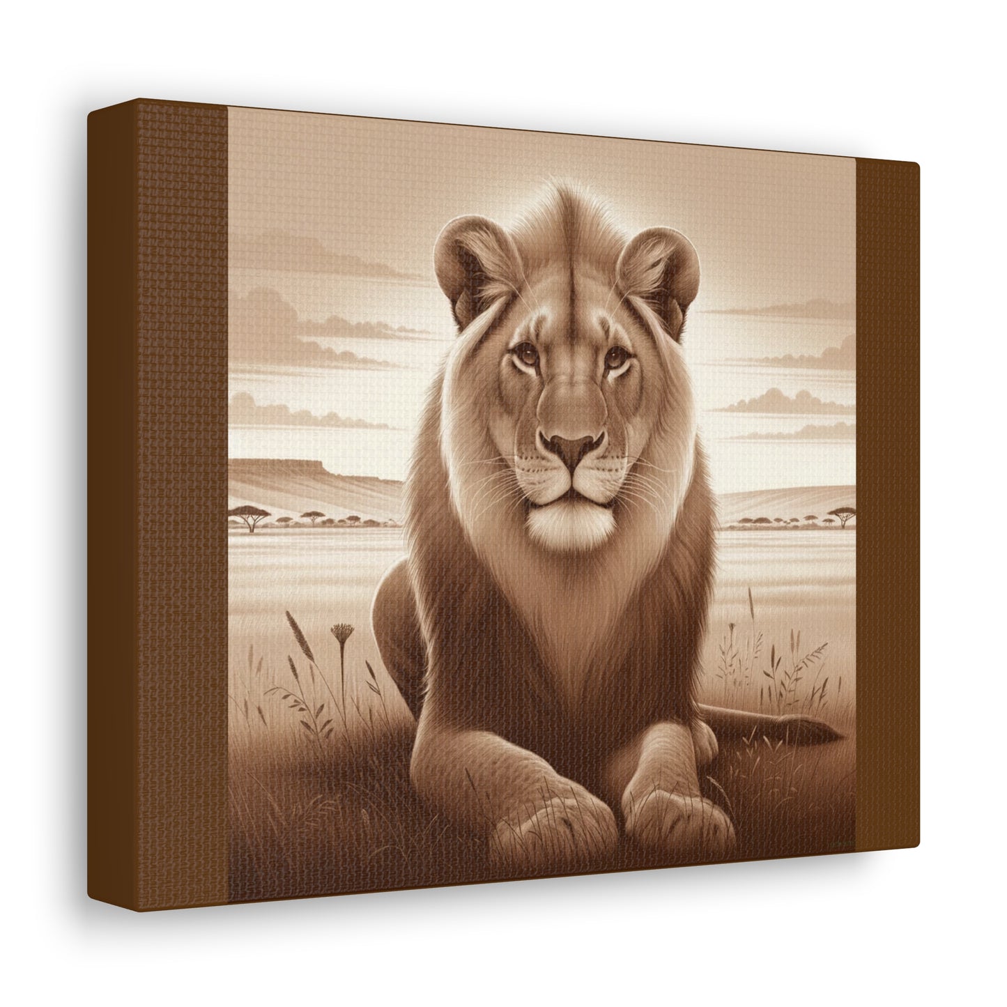 Vintage Majestic Lion - Brown Canvas Wrap