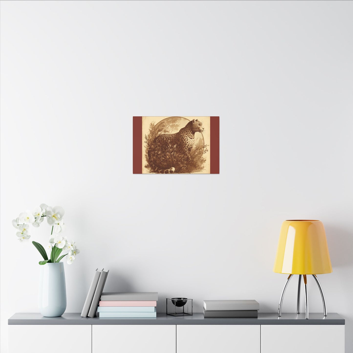 Leopard Animal Wall Art - Burnt Umber Canvas
