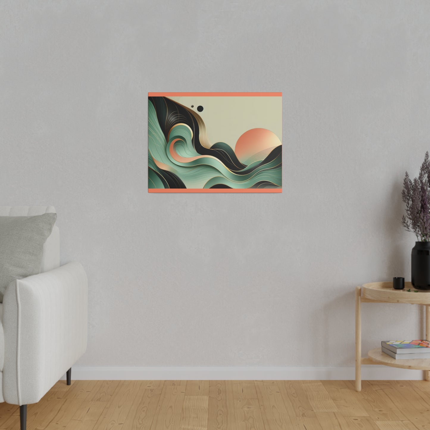 Sunrise Ocean Abstract Wall Art for Bedroom Home Decor for Office |Salmon Matte Canvas