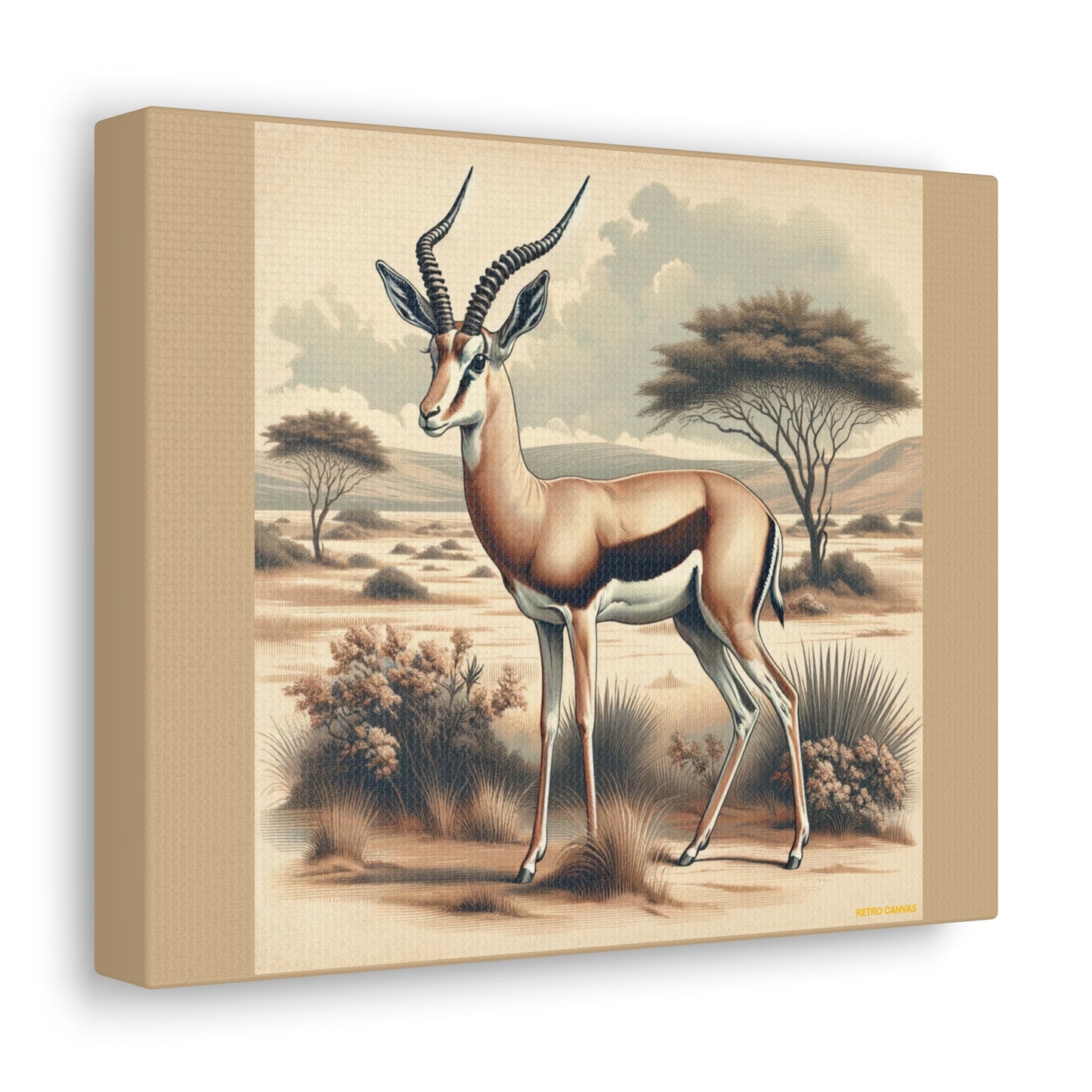 Gazelle Animal Wall Art - Tan Canvas