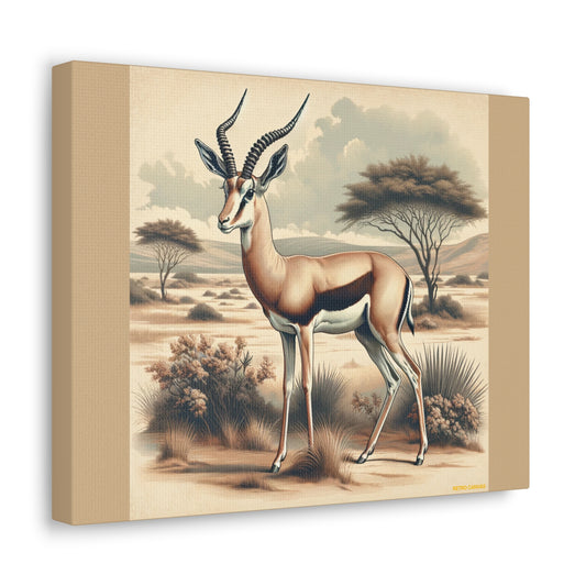 Gazelle Animal Wall Art - Tan Canvas