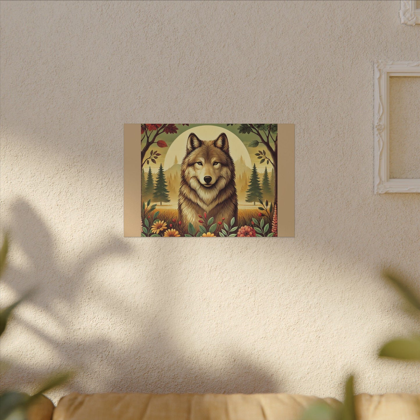 Wolf in the forest - Tan Canvas