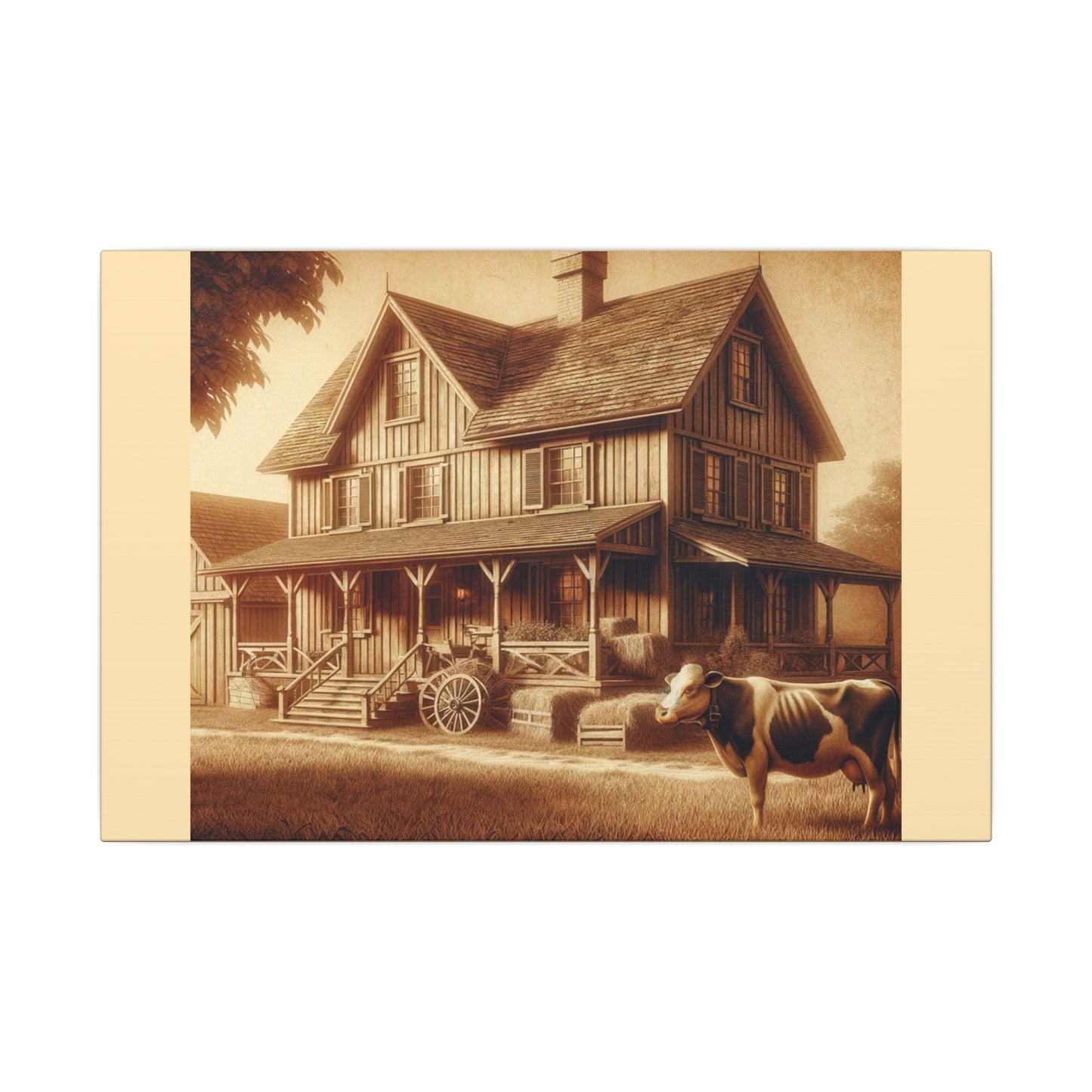 Ferme et vache – Toile tendue