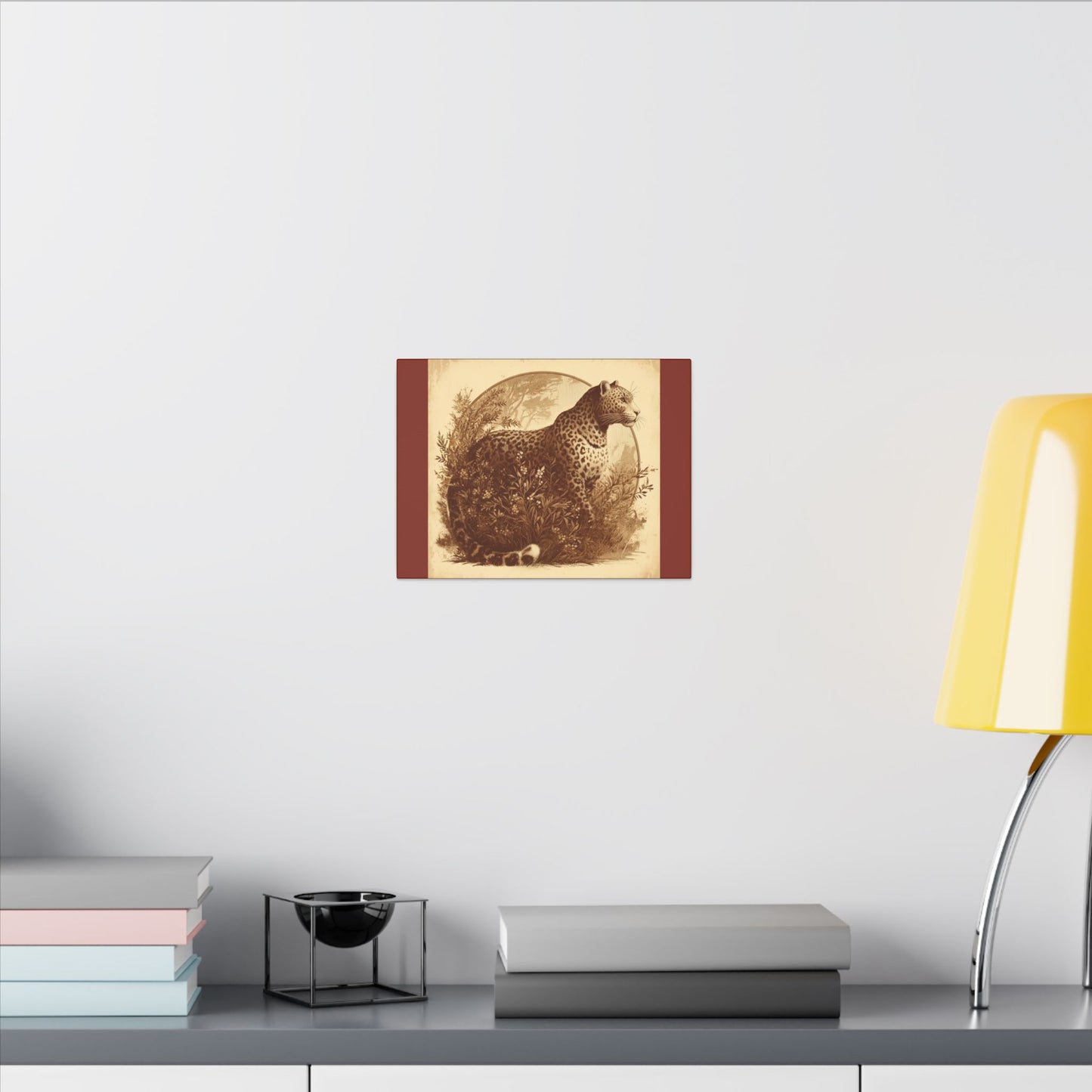 Leopard Animal Wall Art - Burnt Umber Canvas