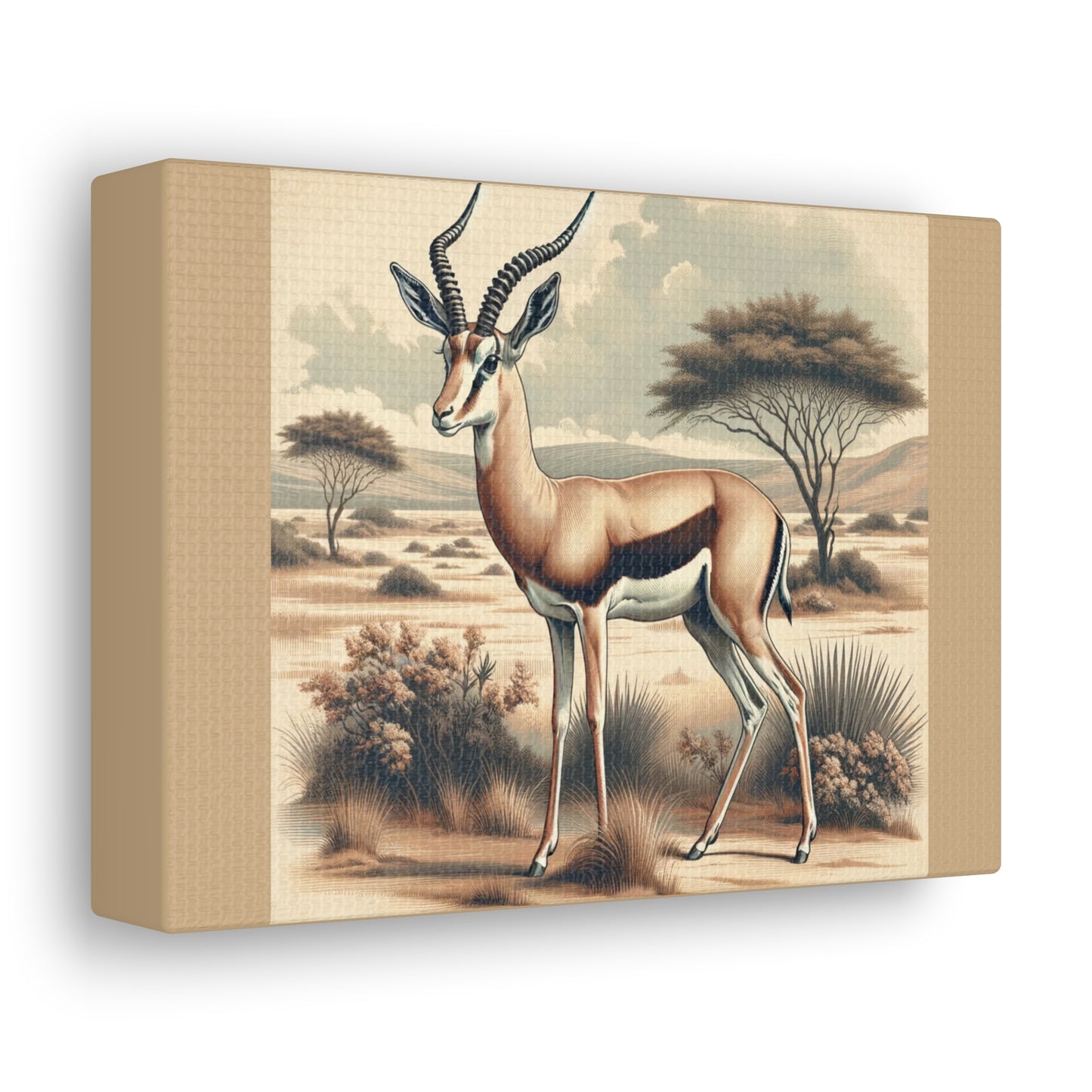 Gazelle Animal Wall Art - Tan Canvas