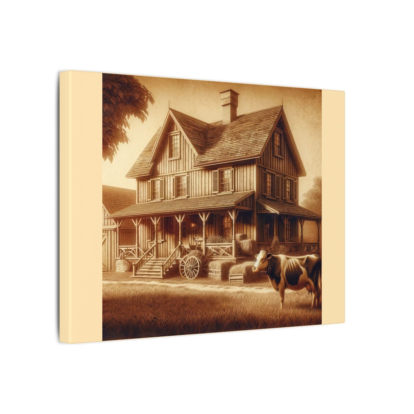 Ferme et vache – Toile tendue