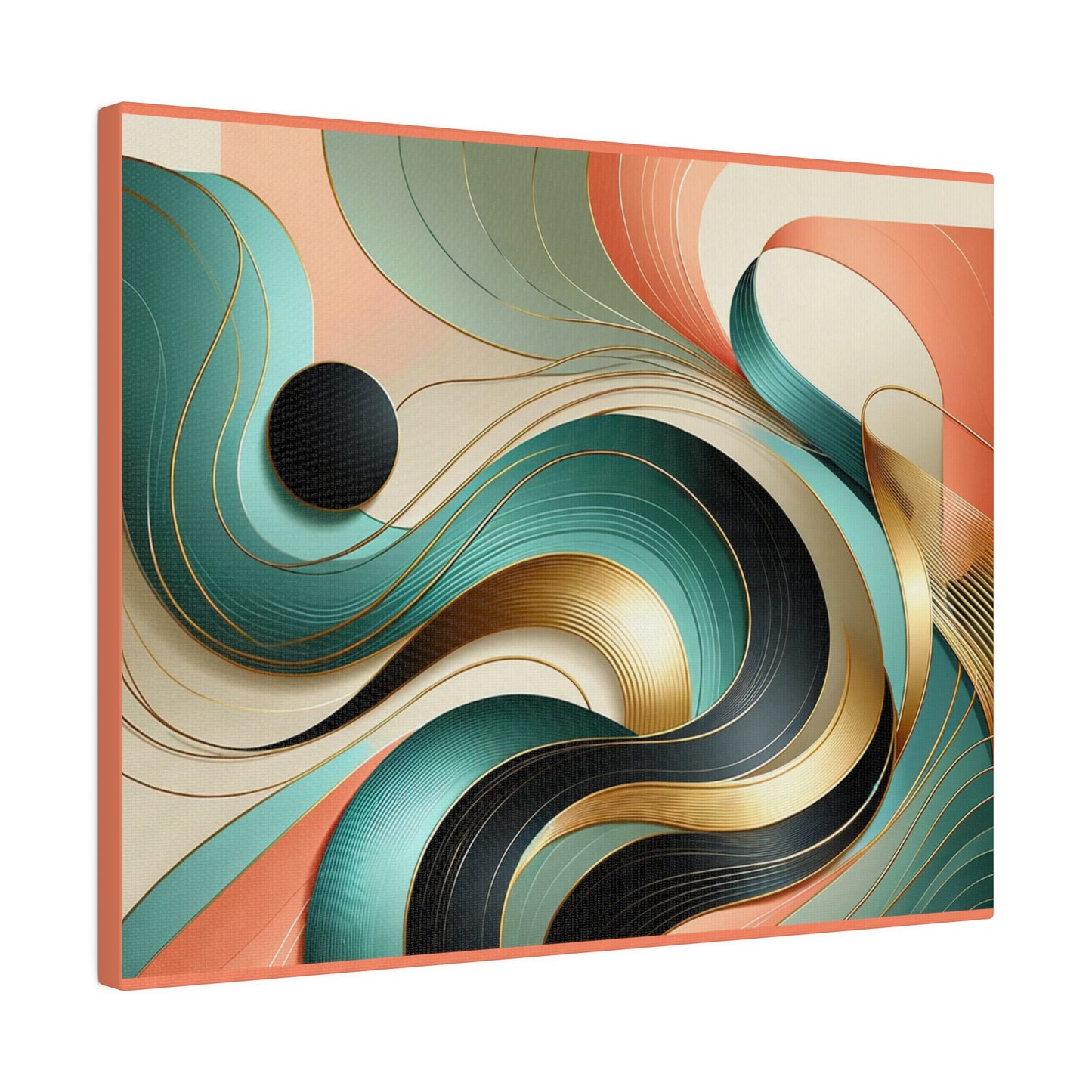 Swirl Green Gold Abstract Wall Art for Living Room Home Décor for Office Retro Themed Art on Canvas