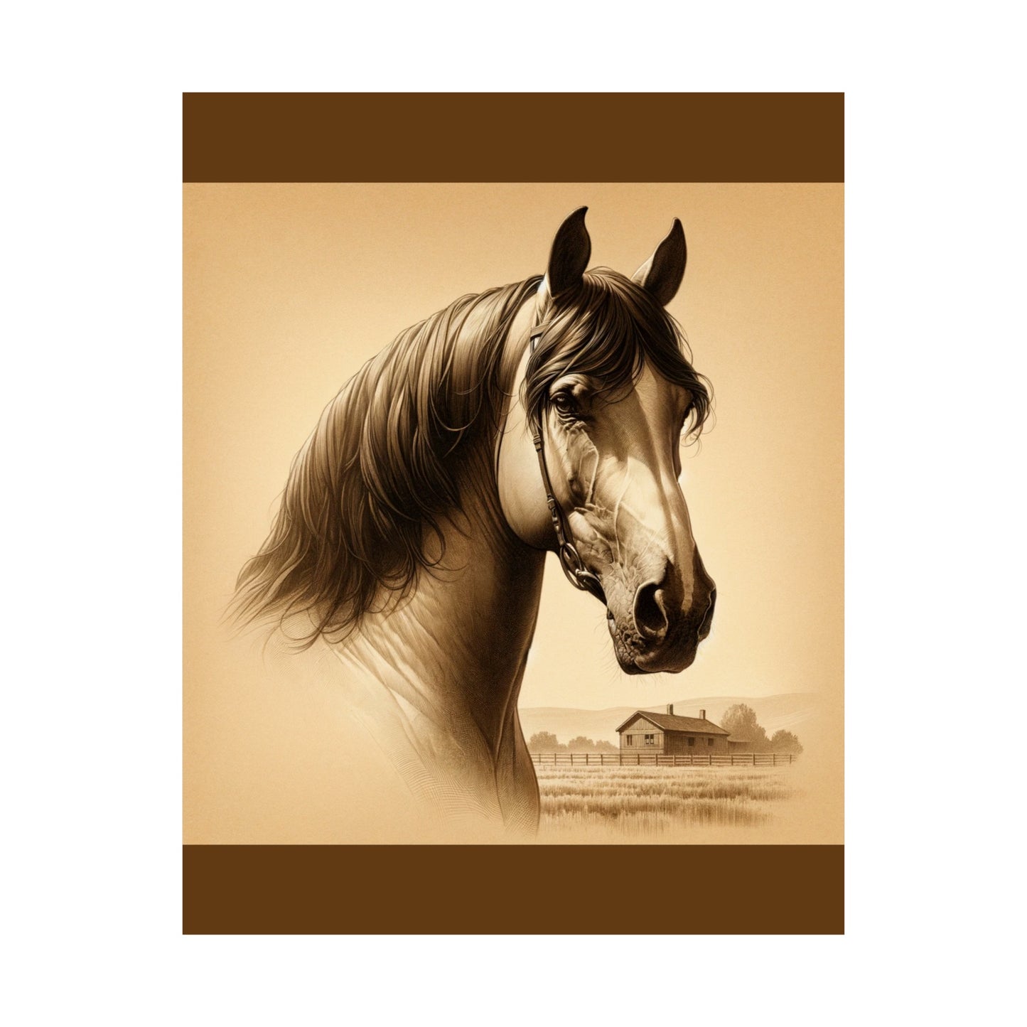 Horse Animal Wall Art - Brown Matte Poster