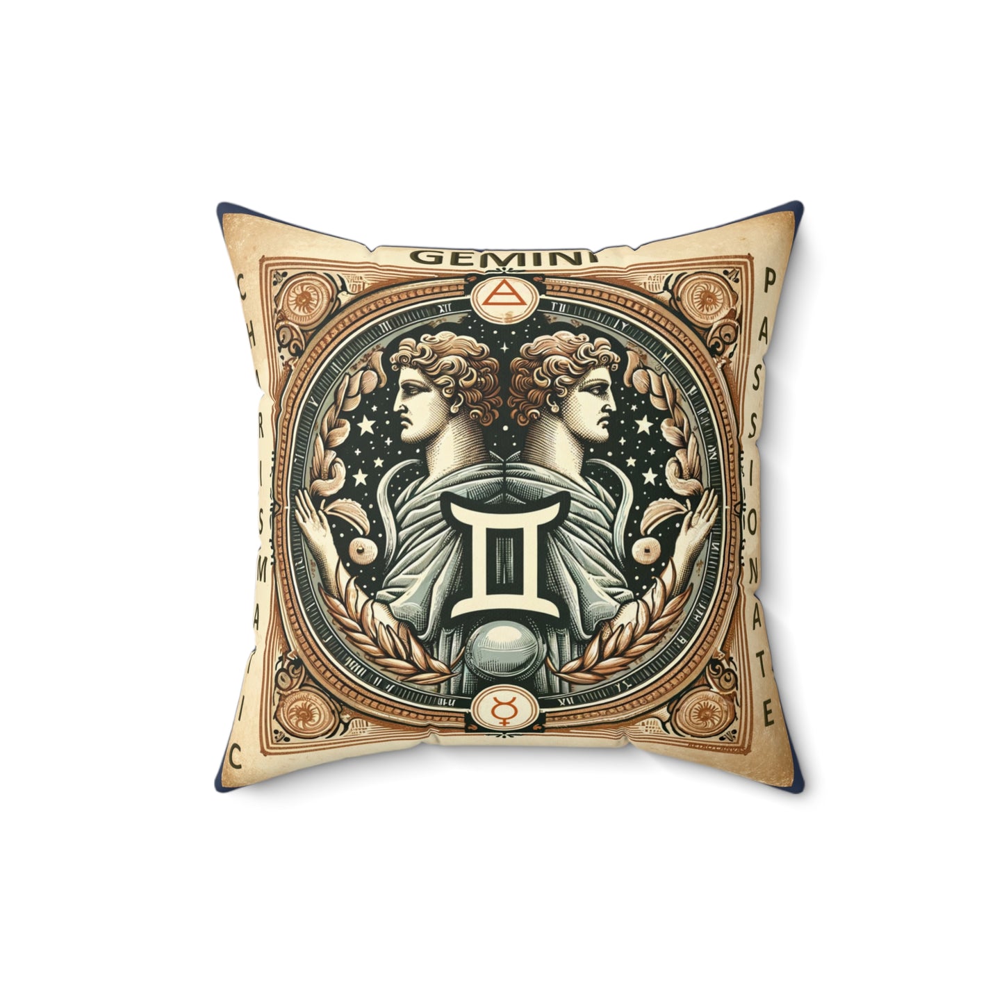 Vintage Zodiac Gemini-Vintage Blue Broadcloth Pillow