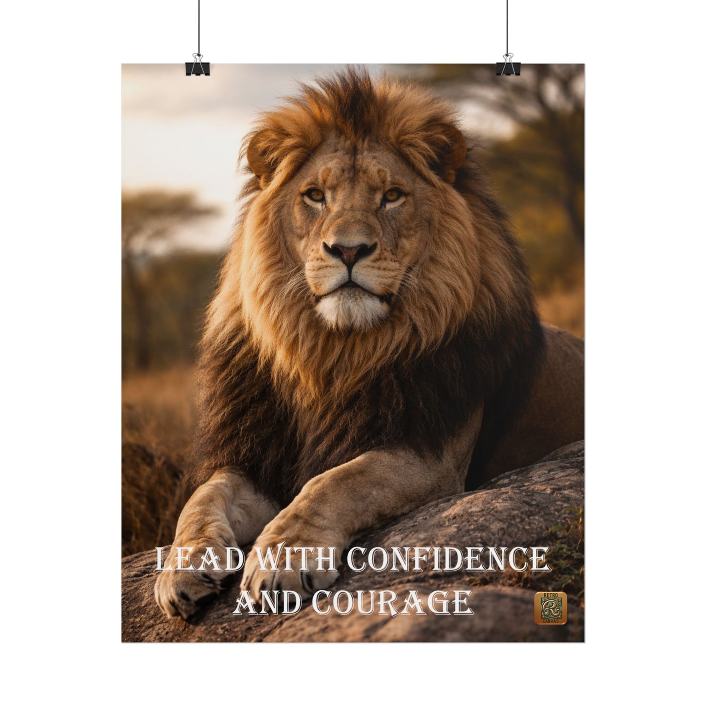 Lion 'Lead With Confidence and Courage' Motivational Poster Wall Art
