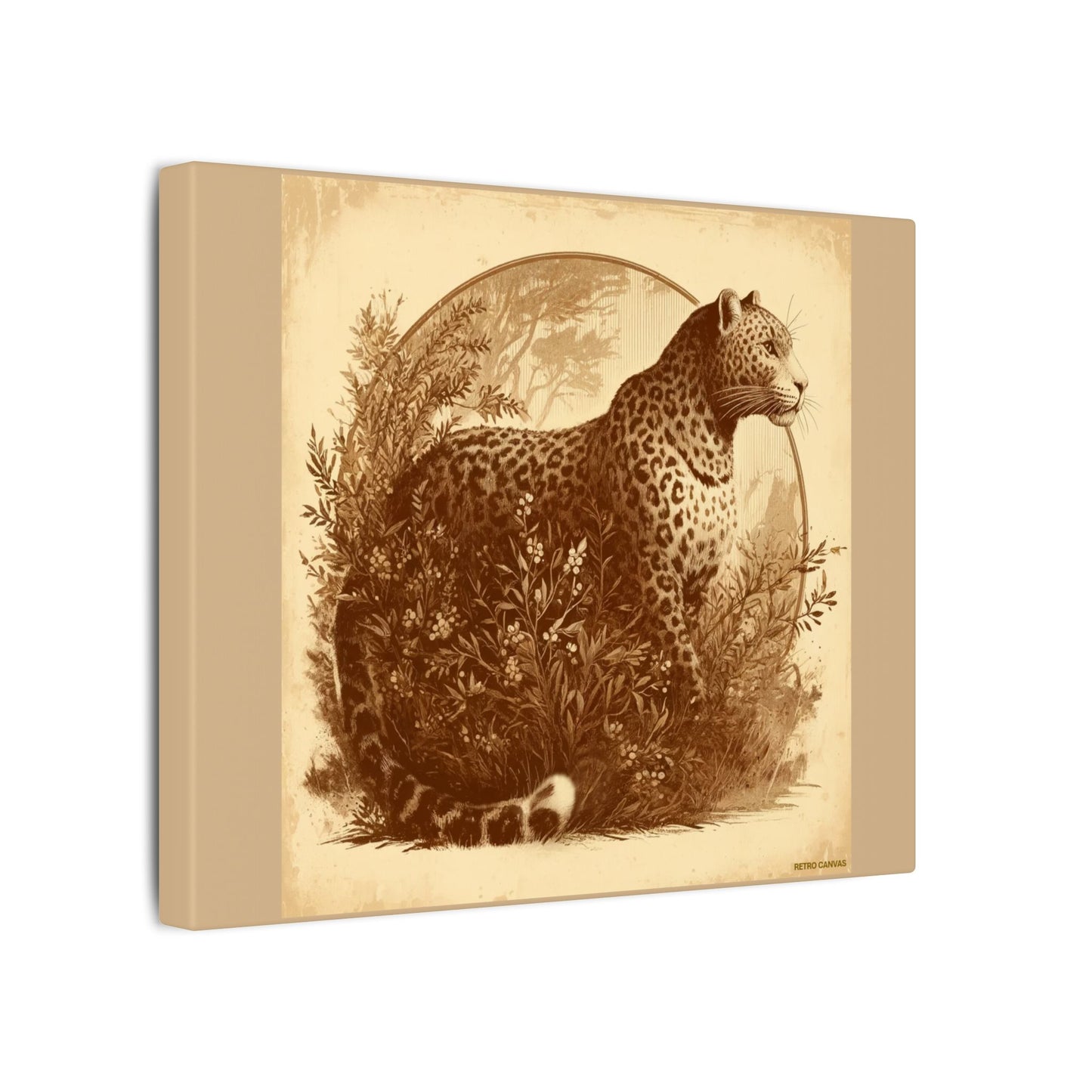 Leopard Animal Wall Art - Tan Canvas| Wildlife Animal Lovers