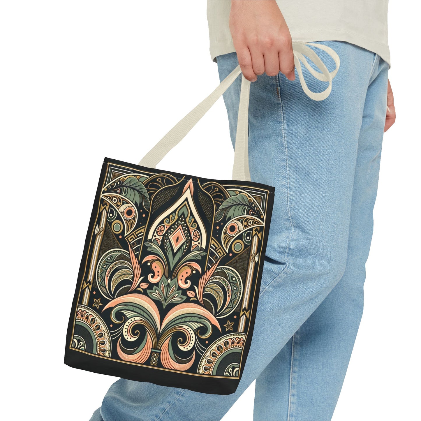 Art Deco Black Palm Surprise Tote Bag