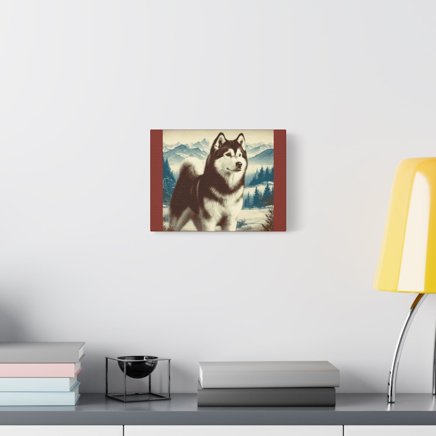 Alaskan Husky Animal Wall Art - Burnt Umber Canvas