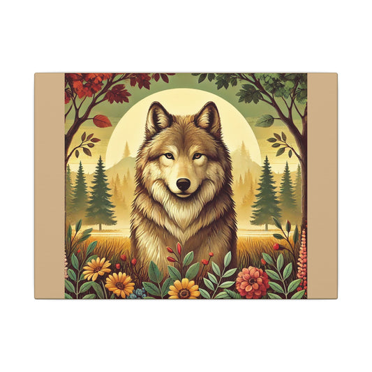 Wolf in the forest - Tan Canvas