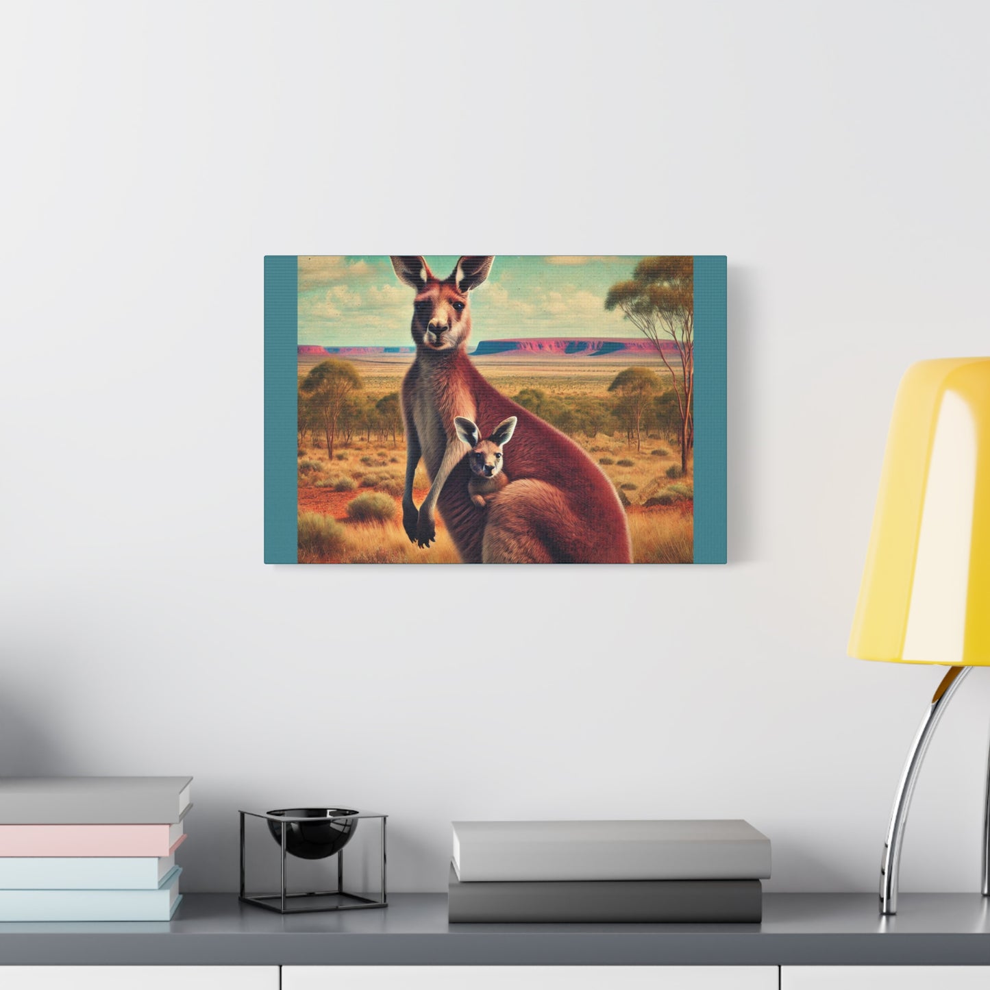 Kangaroo Family Canvas Print: Australian Outback Wall Art