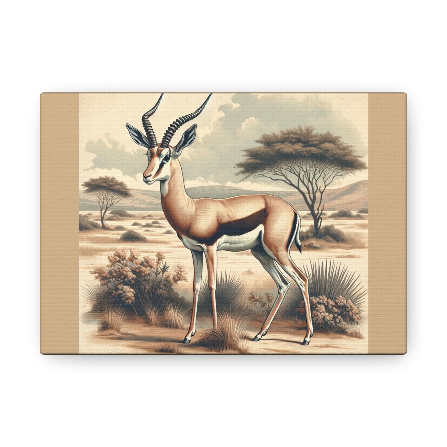 Gazelle Animal Wall Art - Tan Canvas