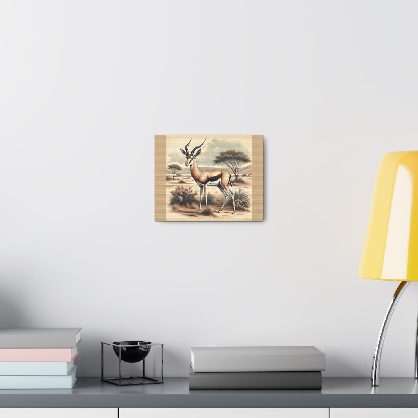 Gazelle Animal Wall Art - Tan Canvas